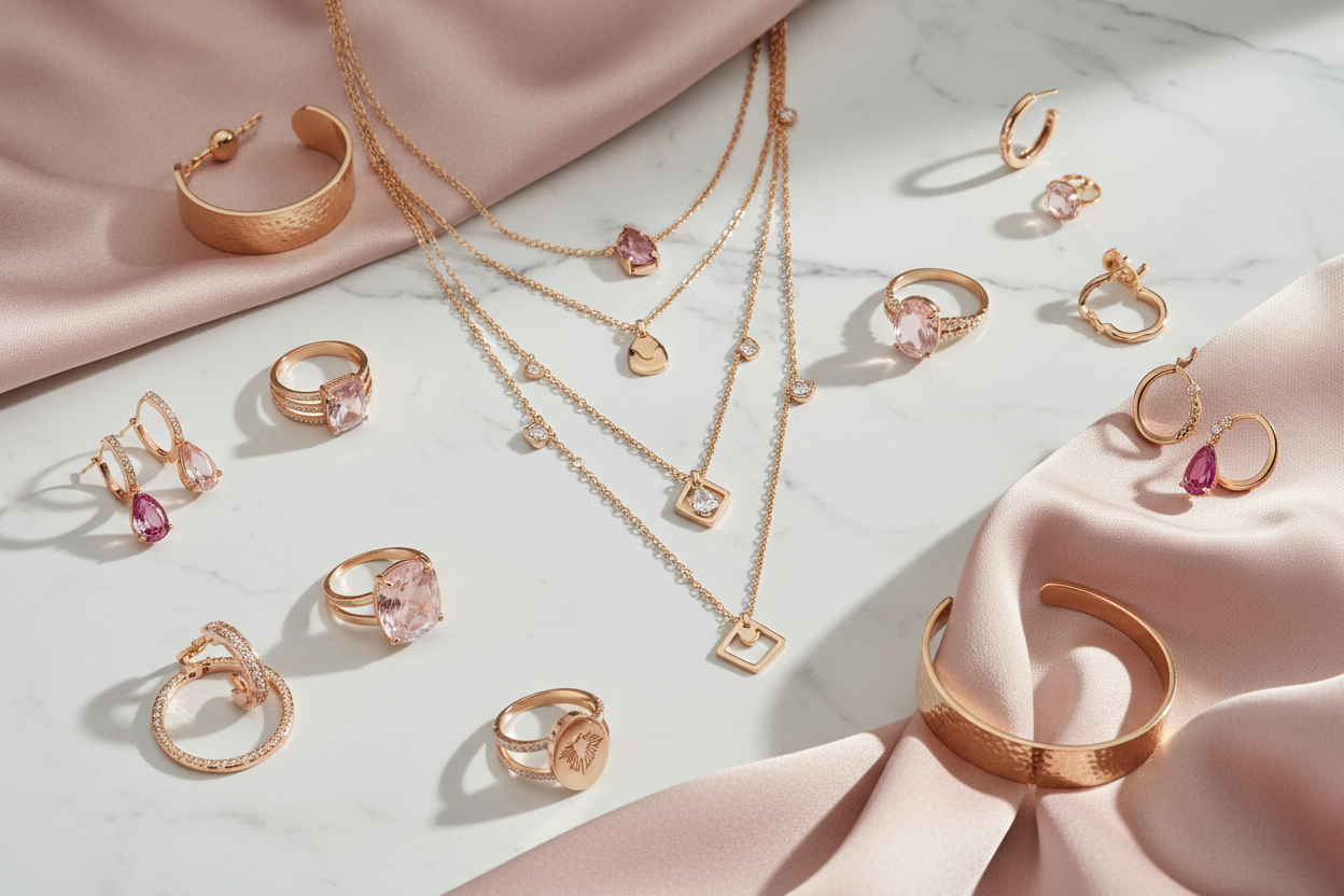 AJIVA FASHION jewelry collection featuring earrings, bangles, and necklaces