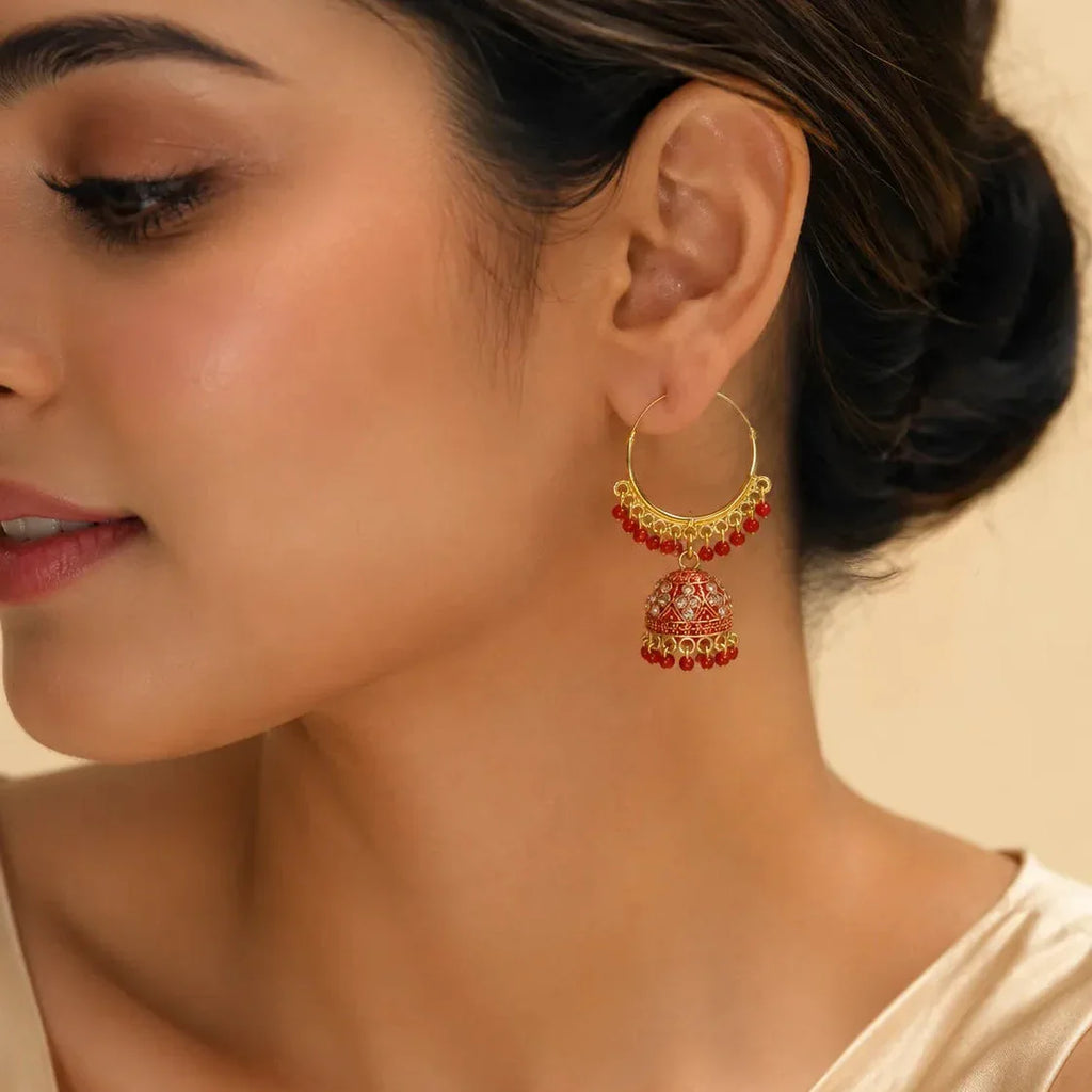 old-plated bridal jhumka hoop earrings for women
