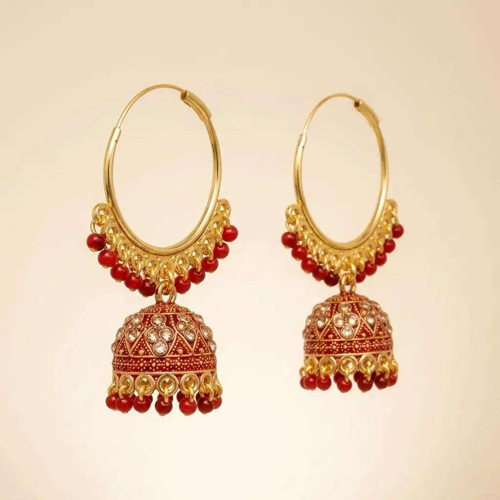 pair of Traditional kundan jhumka earrings for weddings