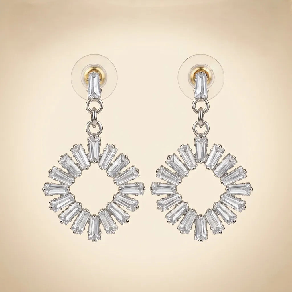Elegant open circle halo drop earrings for evening wear