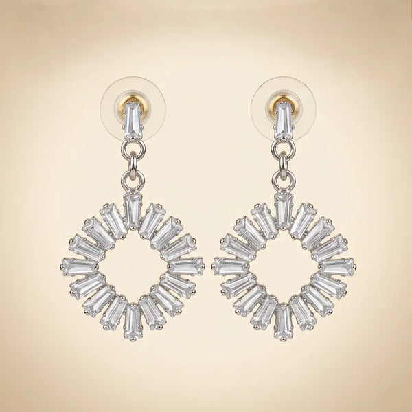 Elegant open circle halo drop earrings for evening wear