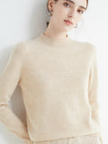 Solid Mock-neck Pullover Sweater For Women Casual