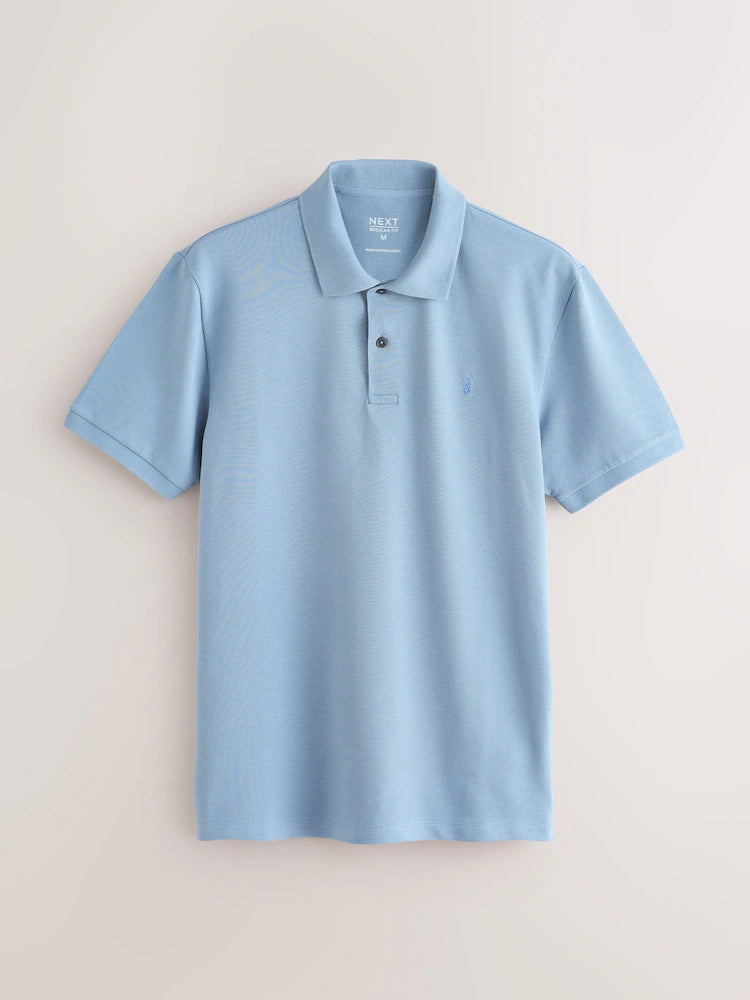 Collared Cotton T Shirt - Sky blue