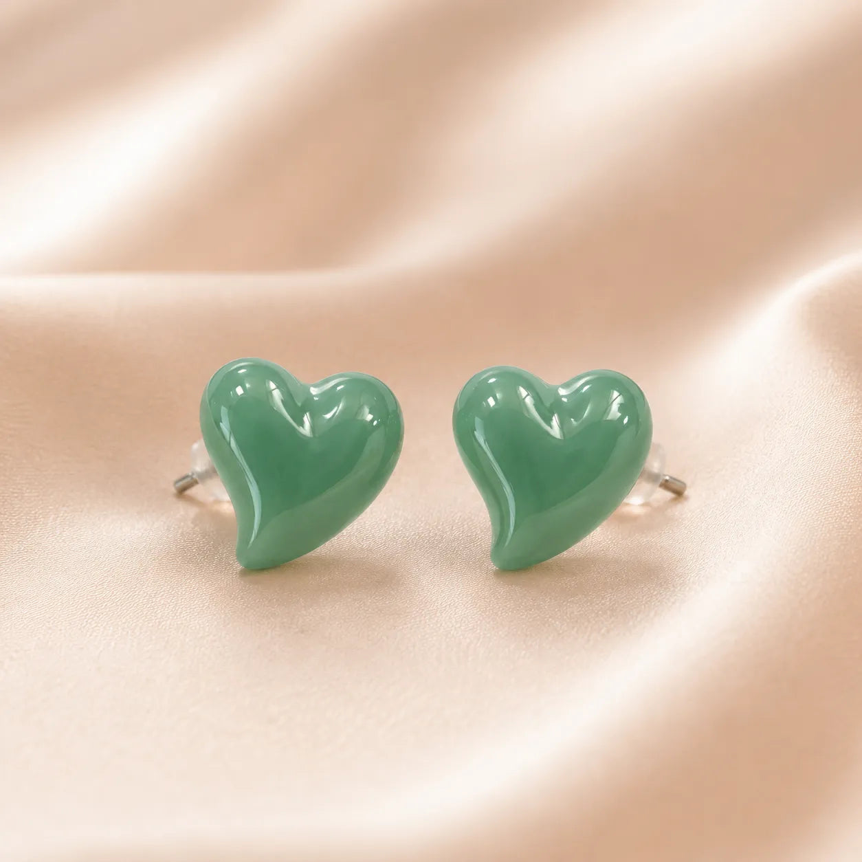 Glossy Puffy Heart Stud Earrings | Lavender Chunky Heart Enamel Studs for Women & Girls | Trendy Y2K Aesthetic Jewelry